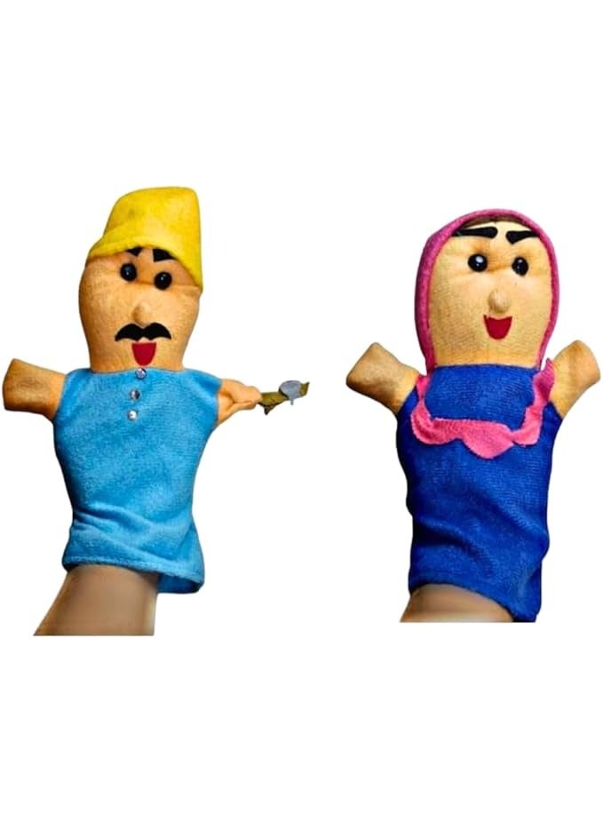 Interactive Soft Plush Assorted Character Hand Puppet for Storytelling, Role Play, and Early Learning Fun (Farmer and His Wife) - Image 1
