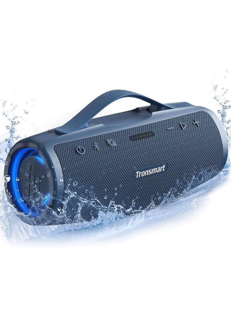 ترونسمارت مكبر صوت محمول بتقنية البلوتوث من Tronsmart Mirtune S100، بقوة 50 وات، صوت جهير قوي وصوت عالٍ واضح، مقبض قابل للسحب، وقت تشغيل يصل إلى 20 ساعة، مقاوم للماء IPX7، معادل صوت مخصص، بنك طاقة مدمج للاستخدام في الهواء الطلق والتخييم والشاطئ (أزرق)  - Image 1
