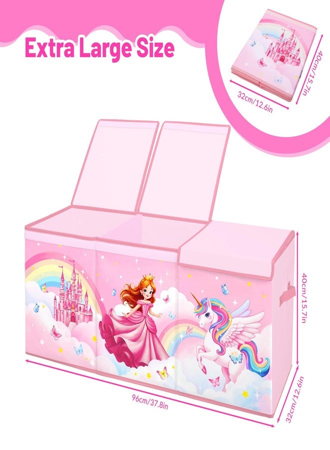 alldomess Toy Storage Bin with Lids,Extra Large Toy Box Chest with Handles for Kids Boys Girls,Collapsible Storage Organizer Box Bin Basket for Bedroom,Playroom, Nursery,37.8"x12.6" x15.7",Princess Unicorn - Image 2