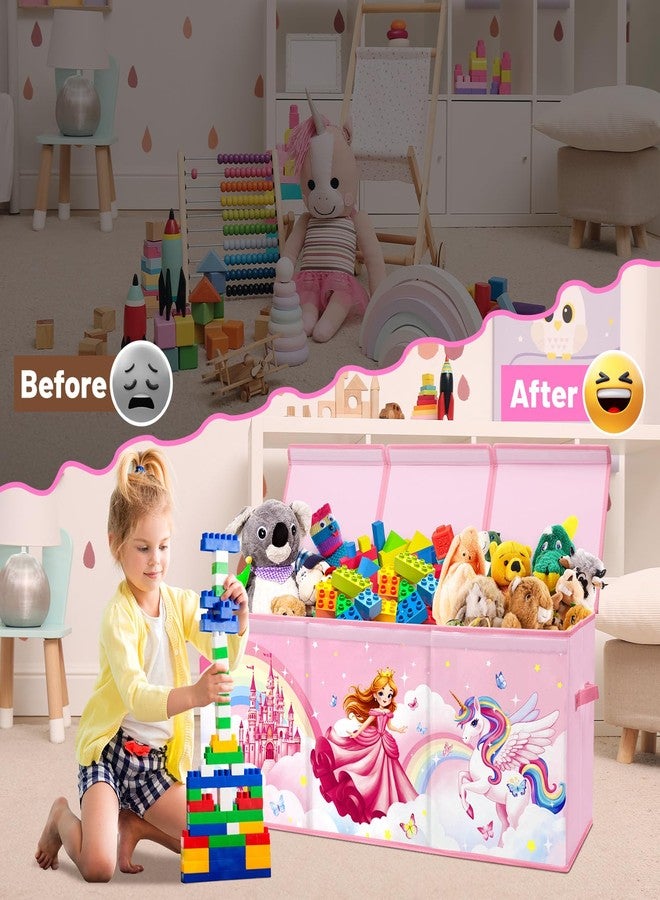 alldomess Toy Storage Bin with Lids,Extra Large Toy Box Chest with Handles for Kids Boys Girls,Collapsible Storage Organizer Box Bin Basket for Bedroom,Playroom, Nursery,37.8"x12.6" x15.7",Princess Unicorn - Image 4