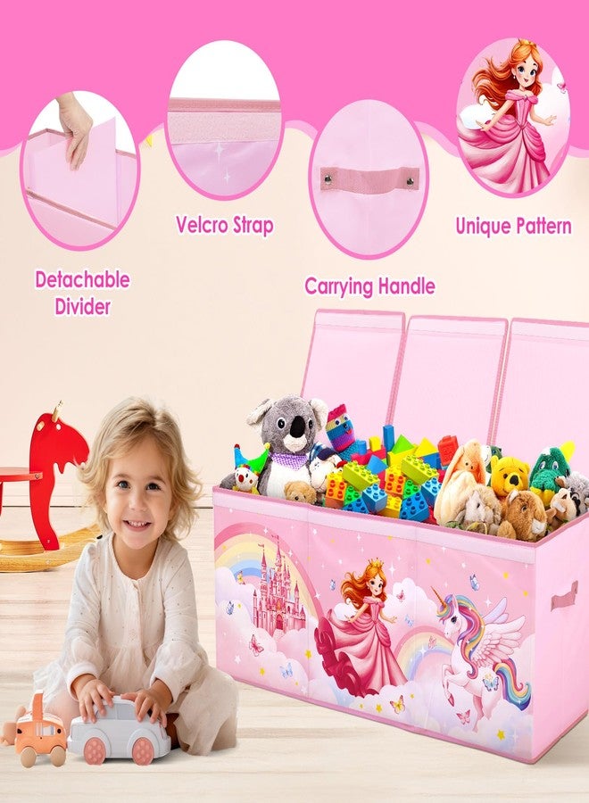 alldomess Toy Storage Bin with Lids,Extra Large Toy Box Chest with Handles for Kids Boys Girls,Collapsible Storage Organizer Box Bin Basket for Bedroom,Playroom, Nursery,37.8"x12.6" x15.7",Princess Unicorn - Image 3