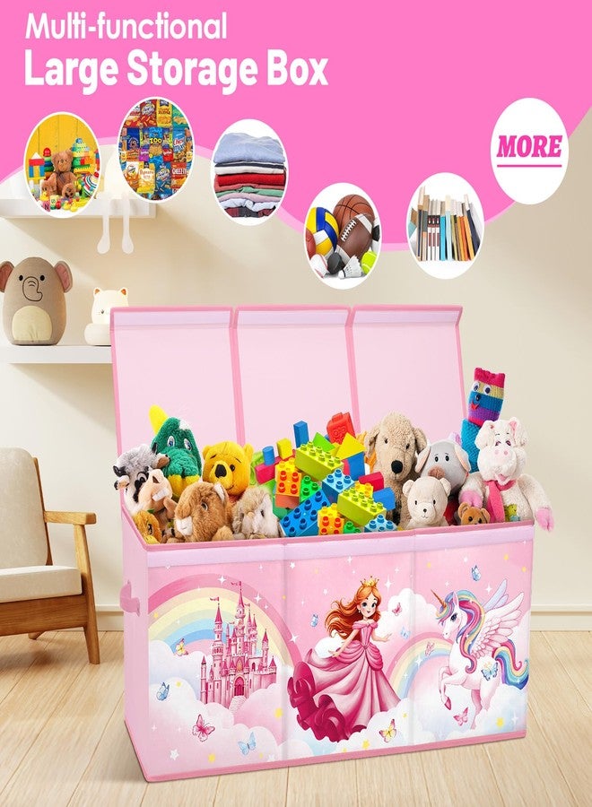 alldomess Toy Storage Bin with Lids,Extra Large Toy Box Chest with Handles for Kids Boys Girls,Collapsible Storage Organizer Box Bin Basket for Bedroom,Playroom, Nursery,37.8"x12.6" x15.7",Princess Unicorn - Image 5