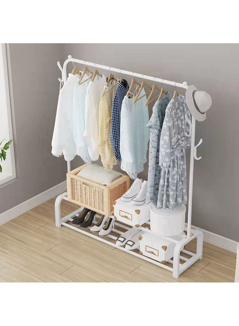 AGD Clothes Organizer and Metal Stand with Two Bottom Shelves for gags and Shoes/white - Image 5