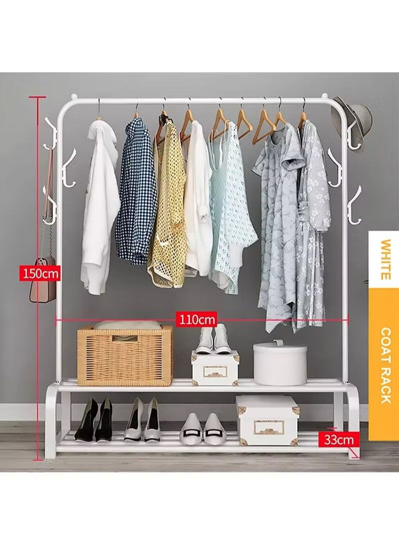 AGD Clothes Organizer and Metal Stand with Two Bottom Shelves for gags and Shoes/white - Image 4