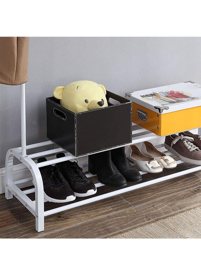 AGD Clothes Organizer and Metal Stand with Two Bottom Shelves for gags and Shoes/white - Image 3