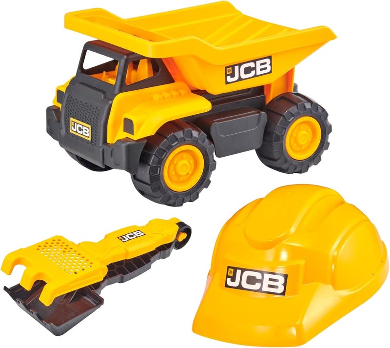 تيم ستيرز مجموعة لعب Teamsterz The JCB شاحنة قلابة 10 بوصة وأدوات الرمل والخوذة هي لعبة ممتعة وتعليمية مصممة للأطفال من سن 3 سنوات فما فوق. - Image 4