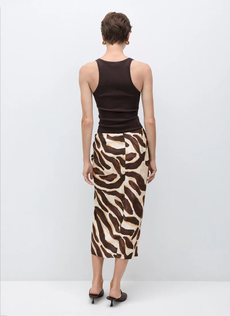 مانجو Animal Print Draped Skirt