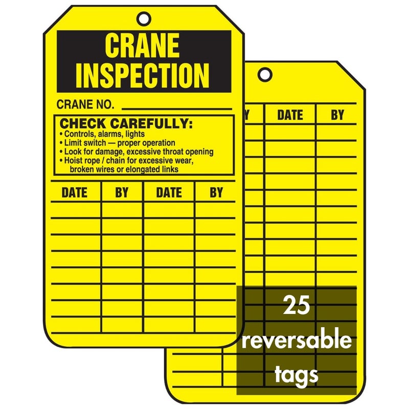 Accuform TRS303CTP PF-Cardstock Inspection Record Tag, Legend "Crane Inspection", 5.75" x 3.25", Black on Yellow (Pack of 25) - Image 5
