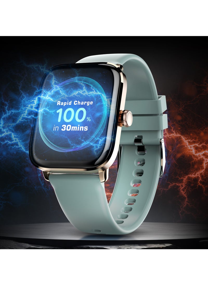 Pebble Ultra Rapid Smart Watch for Men and Women, 1.83" HD Display, Fastest Charging, Premium Metal Build, Unisex Design, Bluetooth Calling, Health Suite, Lightweight, Fast Pairing, Blush Green  - Image 2
