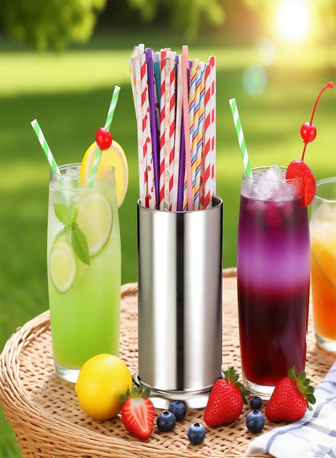 Zelphvt 2 Packs Straw Holder for Counter, Stainless Steel Straw Holder Counter-top Straw Dispenser Coffee Stirrers Organizer Container for Store Restaurant, Bar, Home(6.7"x4.9") - Image 4