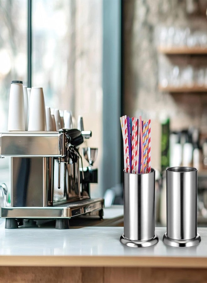 Zelphvt 2 Packs Straw Holder for Counter, Stainless Steel Straw Holder Counter-top Straw Dispenser Coffee Stirrers Organizer Container for Store Restaurant, Bar, Home(6.7"x4.9") - Image 5
