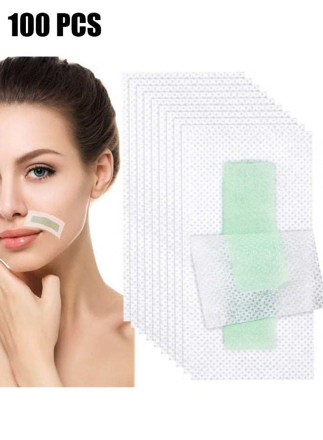 Hair Removal Wax Paper, 100 Pieces of Women's Lips Facial Wax Strips Lip Hair Beard Face Smooth Whitening Paste Ready-to-use Fast Hair Removal Patch for Arms, Legs, Armpit Hair, Eyebrow Hair, Etc. - Image 1