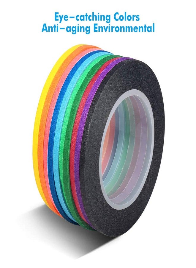 selizo 10 Rolls 1/8” Whiteboard Pinstripe Tape Dry Erase Board Tape Line Thin Striping Graphic Chart Art Tape Grid Lining Tape for White Board, 10 Colors - Image 3