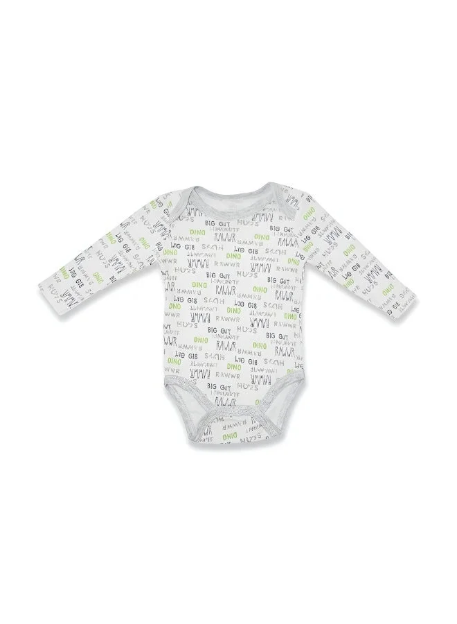 Bambimici Bambimici Dinosaur Print Long Sleeve Bodysuit with Pyjama - Grey