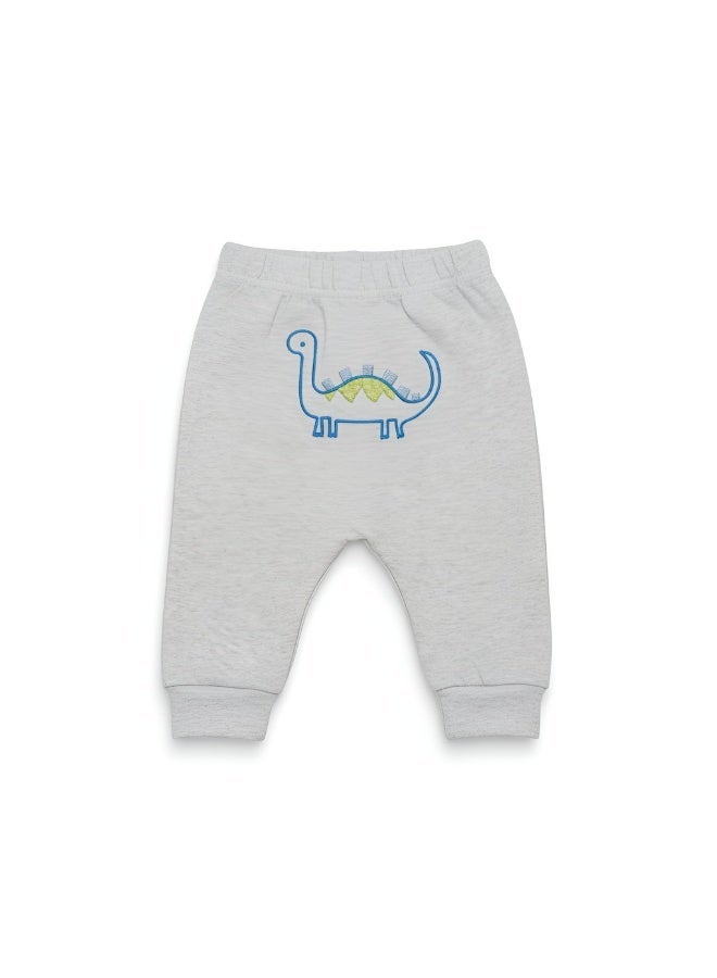 Bambimici Dinosaur Print Long Sleeve Bodysuit with Pyjama - Grey - Image 4