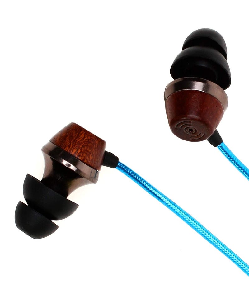 Symphonized ALN 2.0 Premium Genuine Wood In-ear Noise-isolating Headphones|Earbuds|Earphones with Innovative Shield Technology Cable and Mic (Metallic Blue) - Image 1