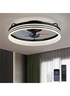 Arabest Black 20 Smart Low Profile Ceiling Fan with Lights and Remote, 6 Wind Speeds, Flush Mount - Ideal for Bedroom, Kids Room, and Living Room.  - Image 1