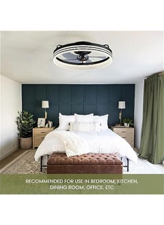 Arabest Black 20 Smart Low Profile Ceiling Fan with Lights and Remote, 6 Wind Speeds, Flush Mount - Ideal for Bedroom, Kids Room, and Living Room.  - Image 5