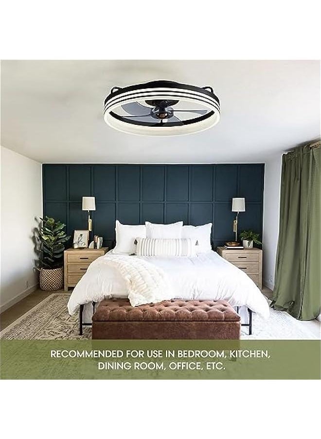Arabest Black 20 Smart Low Profile Ceiling Fan with Lights and Remote, 6 Wind Speeds, Flush Mount - Ideal for Bedroom, Kids Room, and Living Room.  - Image 5