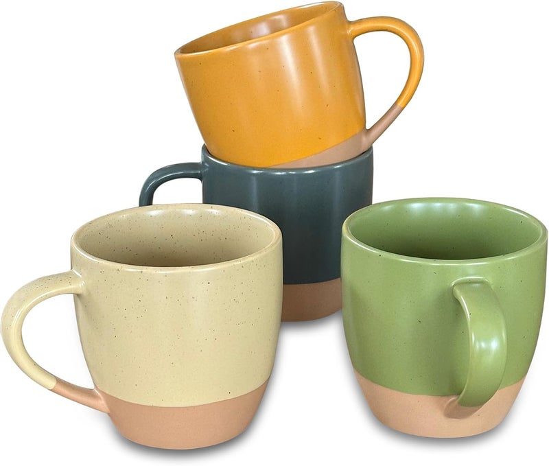 Mora Ceramic Artisan Matte Large Latte Mug Set of 4 16oz  Microwavable Porcelain Coffee Cups With Big Handle  Modern Boho Unique Style For Any Kitchen Microwave Safe Stoneware  Safari Colors - Image 1