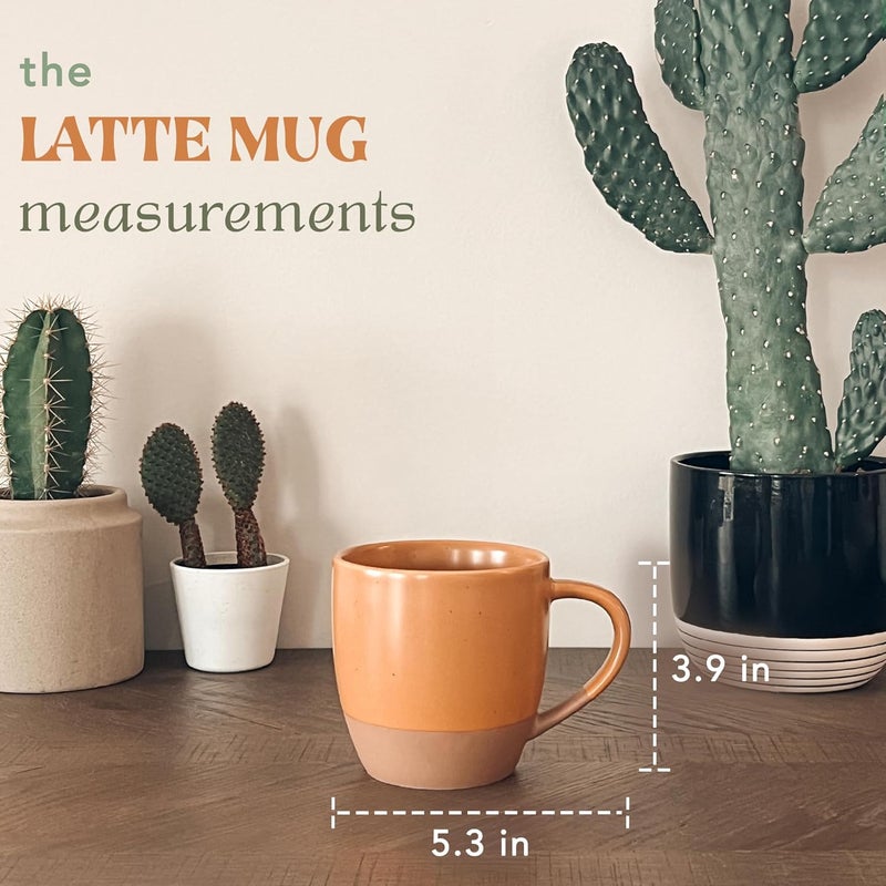 Mora Ceramic Artisan Matte Large Latte Mug Set of 4 16oz  Microwavable Porcelain Coffee Cups With Big Handle  Modern Boho Unique Style For Any Kitchen Microwave Safe Stoneware  Safari Colors - Image 2