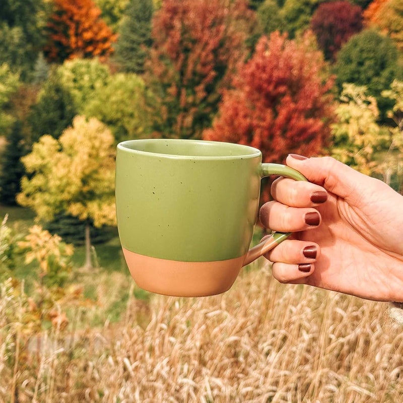 Mora Ceramic Artisan Matte Large Latte Mug Set of 4 16oz  Microwavable Porcelain Coffee Cups With Big Handle  Modern Boho Unique Style For Any Kitchen Microwave Safe Stoneware  Safari Colors - Image 5