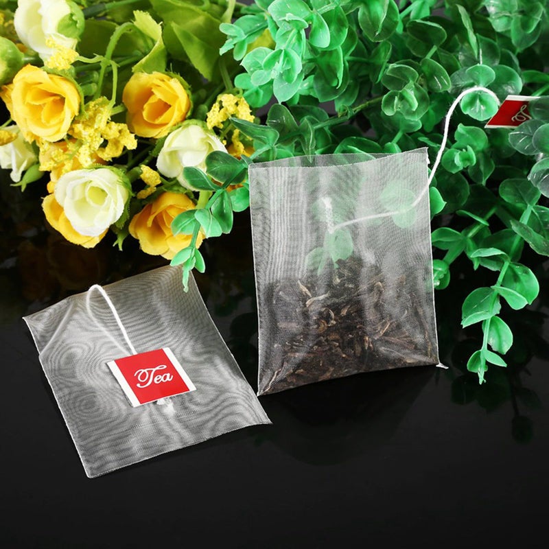 100Pcs Heat Resistant Nylon Tea Filter Bags With Drawstring For Loose Leaf Tea - Image 3