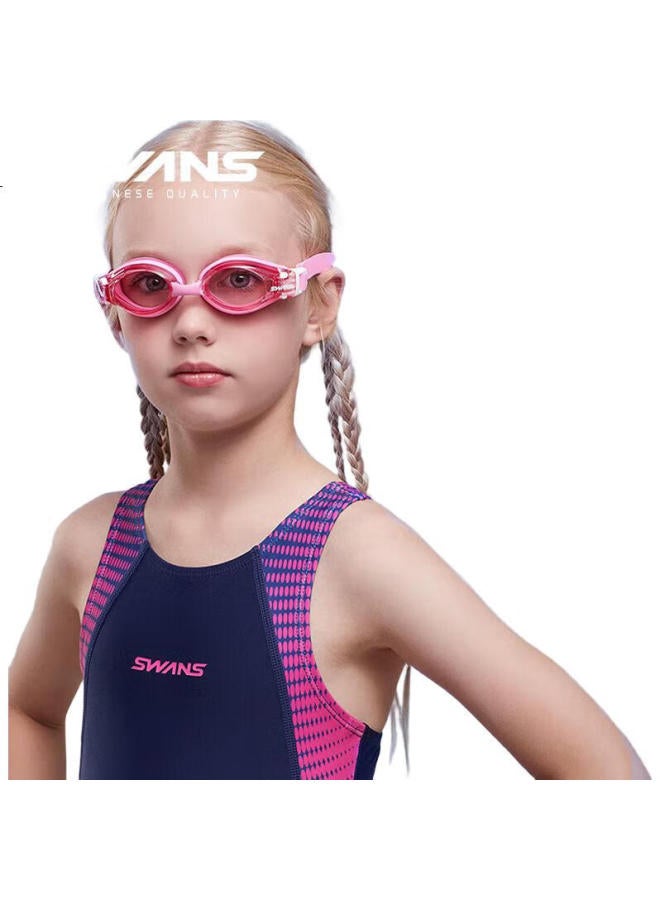 Swans Kids Comfortable Anti-Fog Waterproof Swimming Goggles Youth Swim Goggles Children Swim Cap Set - Pink Pompom Bear - Image 1