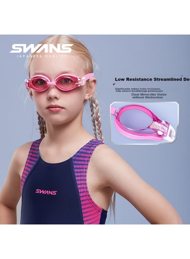 Swans Kids Comfortable Anti-fog Waterproof Swimming Goggles Youth Swim Goggles Children Swim Cap Set - Pink Pompom Bear - Image 1