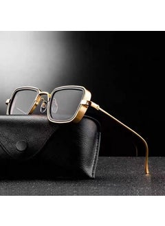 Generic New Retro Square Sunglasses Thick Frame Metal Trendy Mens gold gray 