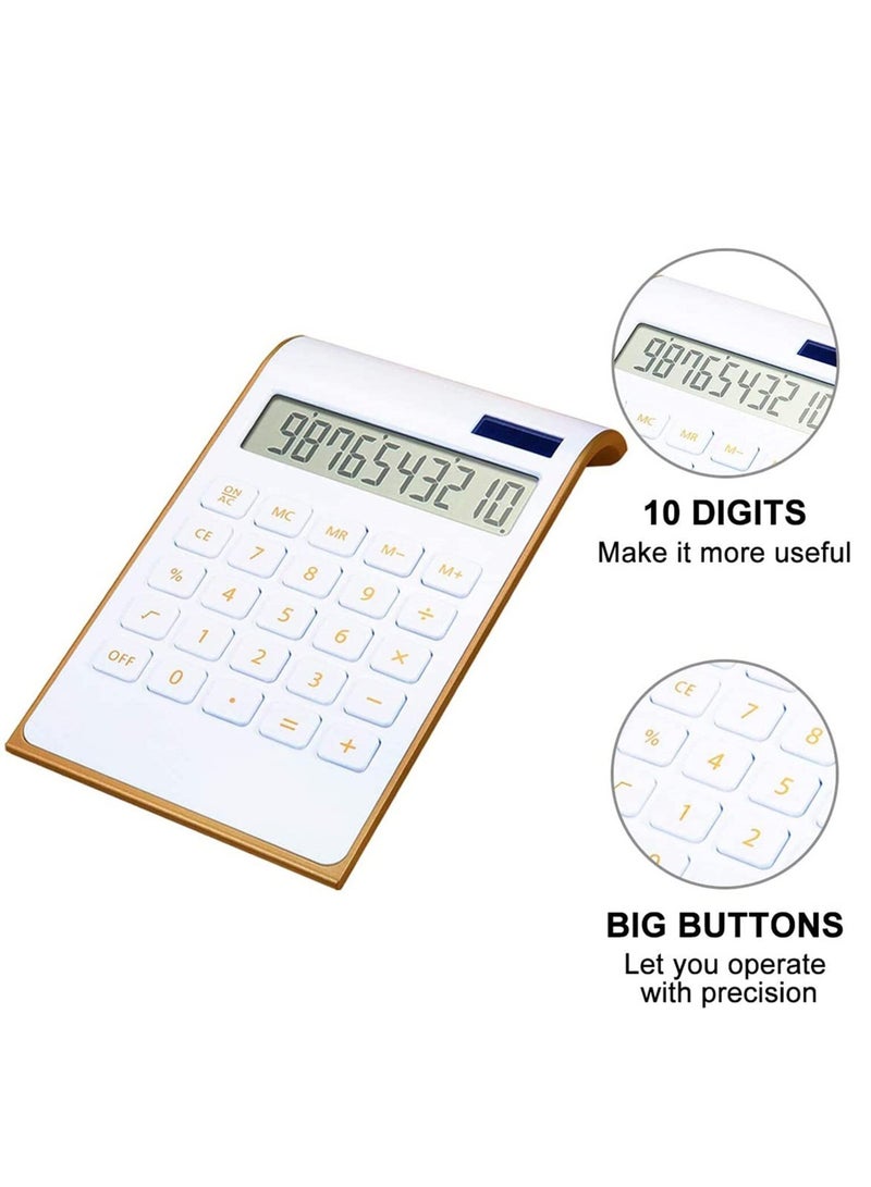 Zikra Calculator, Solar Power Calculator Slim Elegant Design Solar Calculator Dual Powered Desktop Calculator Tilted LCD Display for Business Office School - Image 2