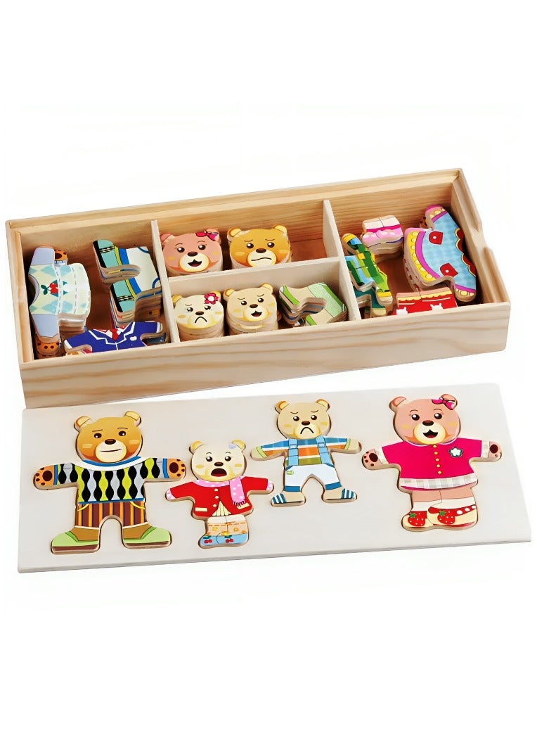 Assemble Bear Shape Wooden Puzzle Toy for Toddlers, Teacher Parents Early Learning Support Tools, Attractive Colors and Patterns, Montessori Motor & Sensory Skill Develop Toy, Ideal Kids Gift  - Image 1