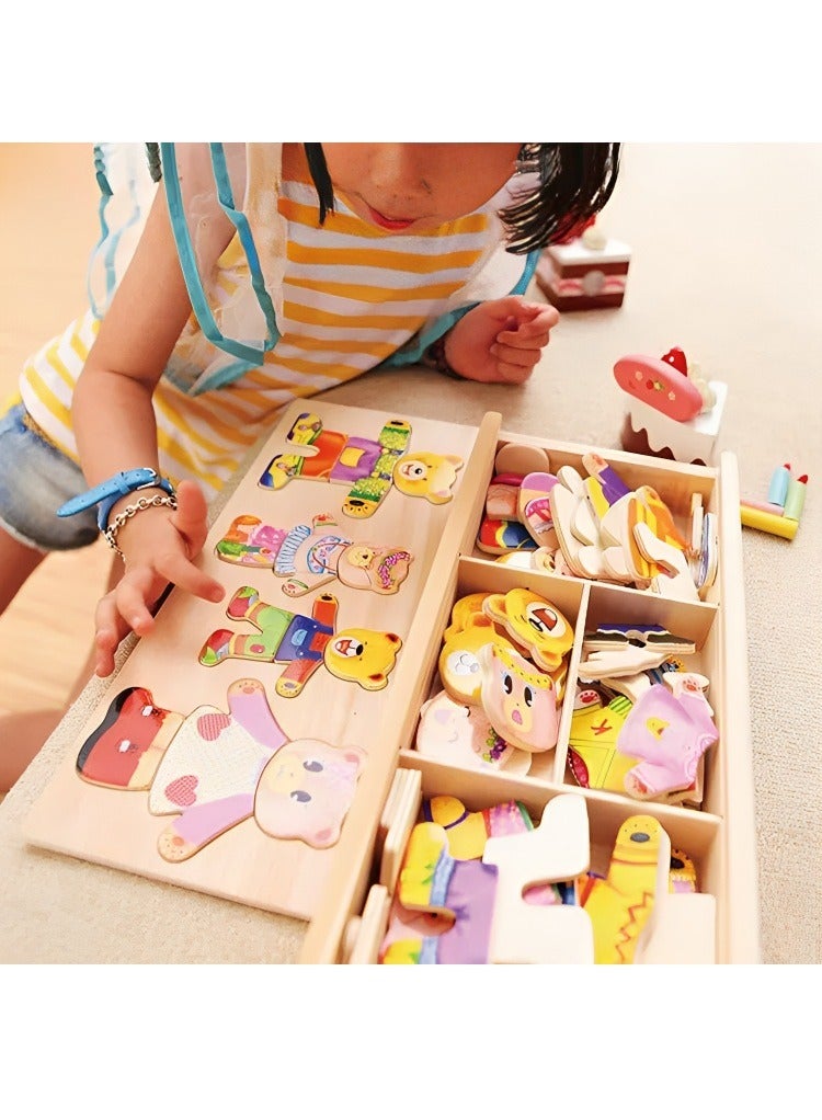 Assemble Bear Shape Wooden Puzzle Toy for Toddlers, Teacher Parents Early Learning Support Tools, Attractive Colors and Patterns, Montessori Motor & Sensory Skill Develop Toy, Ideal Kids Gift  - Image 3