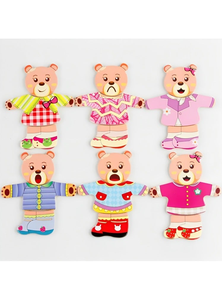 Assemble Bear Shape Wooden Puzzle Toy for Toddlers, Teacher Parents Early Learning Support Tools, Attractive Colors and Patterns, Montessori Motor & Sensory Skill Develop Toy, Ideal Kids Gift  - Image 4