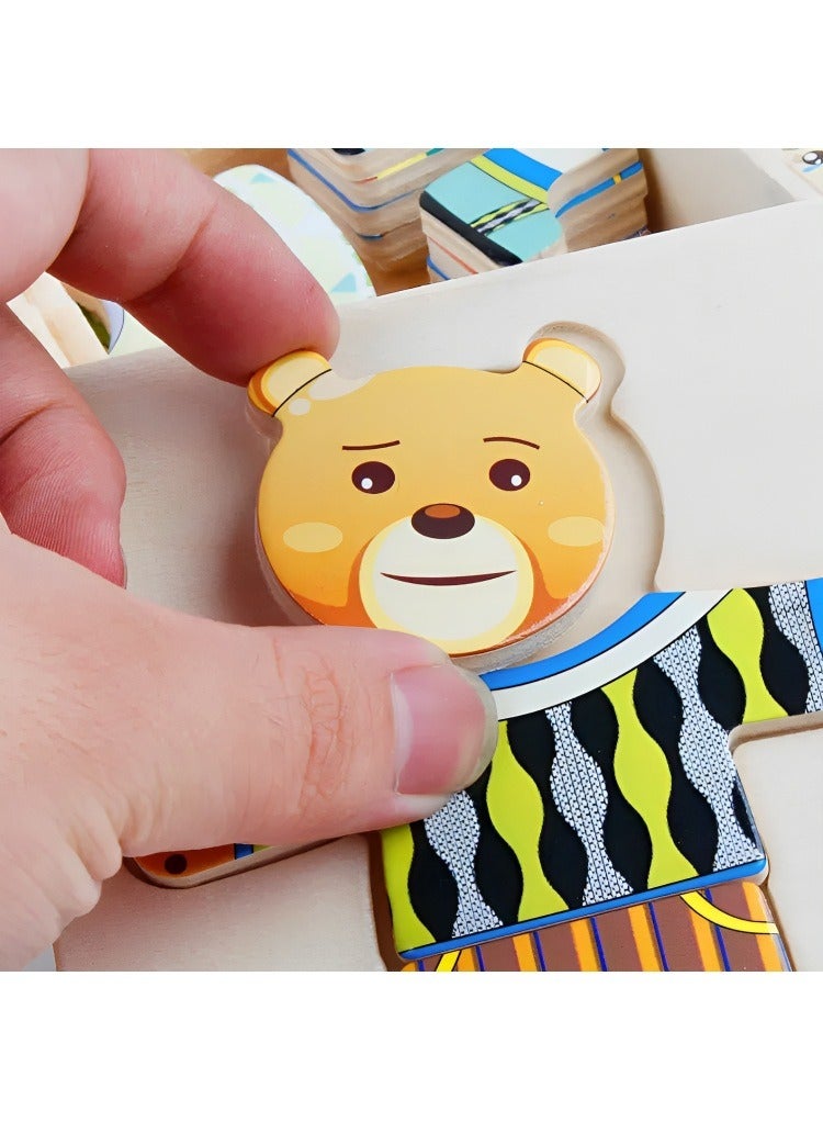 Assemble Bear Shape Wooden Puzzle Toy for Toddlers, Teacher Parents Early Learning Support Tools, Attractive Colors and Patterns, Montessori Motor & Sensory Skill Develop Toy, Ideal Kids Gift  - Image 5