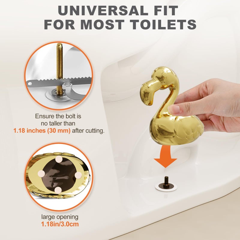 boeemi Flamingo Toilet Bolt Covers Decorative - 2PCs Cute Ceramic Toilet Bolt Caps for Bottom of Toilet, Gold Bathroom Decor Screw Covers, Flamingo-Gifts for Women - Image 4