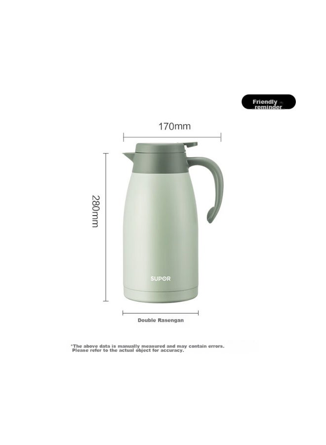 Supor Household Vacuum Insulated Thermos, Hot Water Bottle, Large Capacity, Hot Water Bottle, 304 Stainless Steel, 2.0l, Mint Green - Image 1