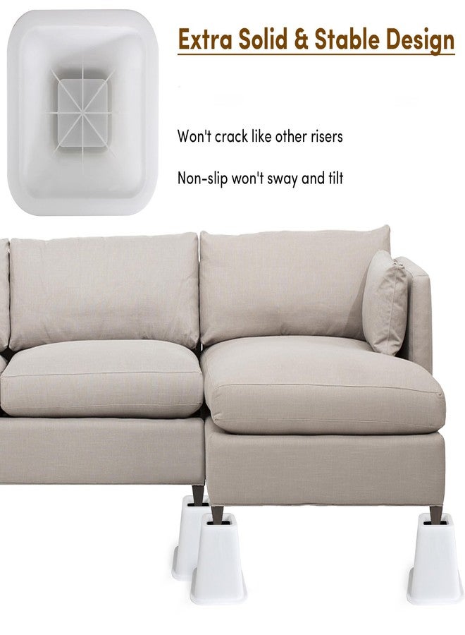 DEDU Bed Risers 6 Inch Heavy Duty 6 Pack, Furniture Risers for Sofas Oversized, Couch Risers with Non-Slip Pad Supports Up to 2200 Lbs for Bed, Desk, Chair (White) - Image 5