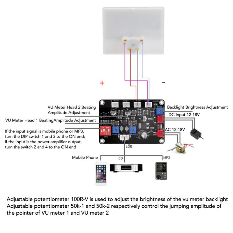 High Accuracy Audio VU Meter Preamplifier with Backlight Driver Board DIY Kit - Image 3
