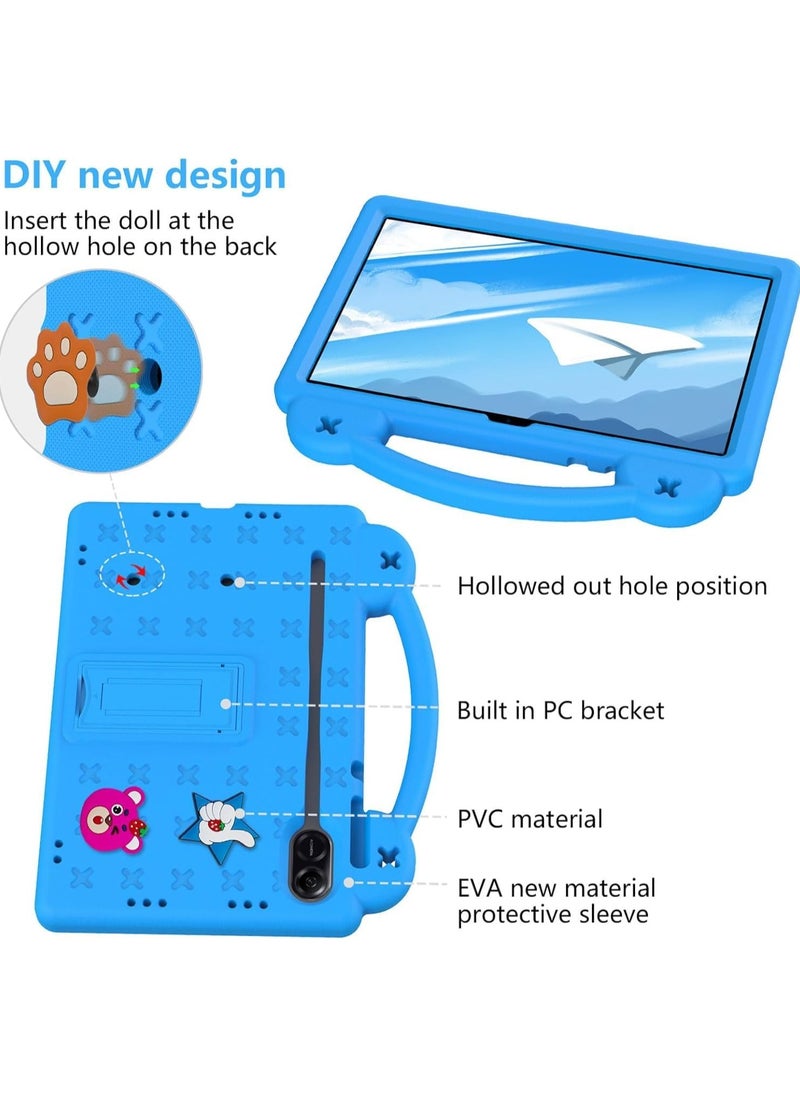 VKL - حافظة متوافقة مع Honor Pad X9 11.5 بوصة 2023، ملحقات DIY للأطفال، حافظة مقاومة للصدمات مع [حامل أقلام] [حزام الكتف] [حامل المقبض] (أزرق سماوي) - Image 1