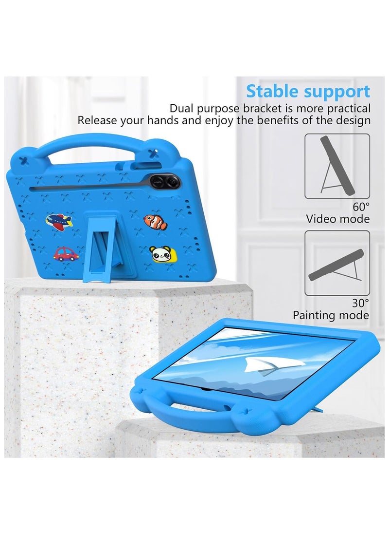 VKL - حافظة متوافقة مع Honor Pad X9 11.5 بوصة 2023، ملحقات DIY للأطفال، حافظة مقاومة للصدمات مع [حامل أقلام] [حزام الكتف] [حامل المقبض] (أزرق سماوي) - Image 1