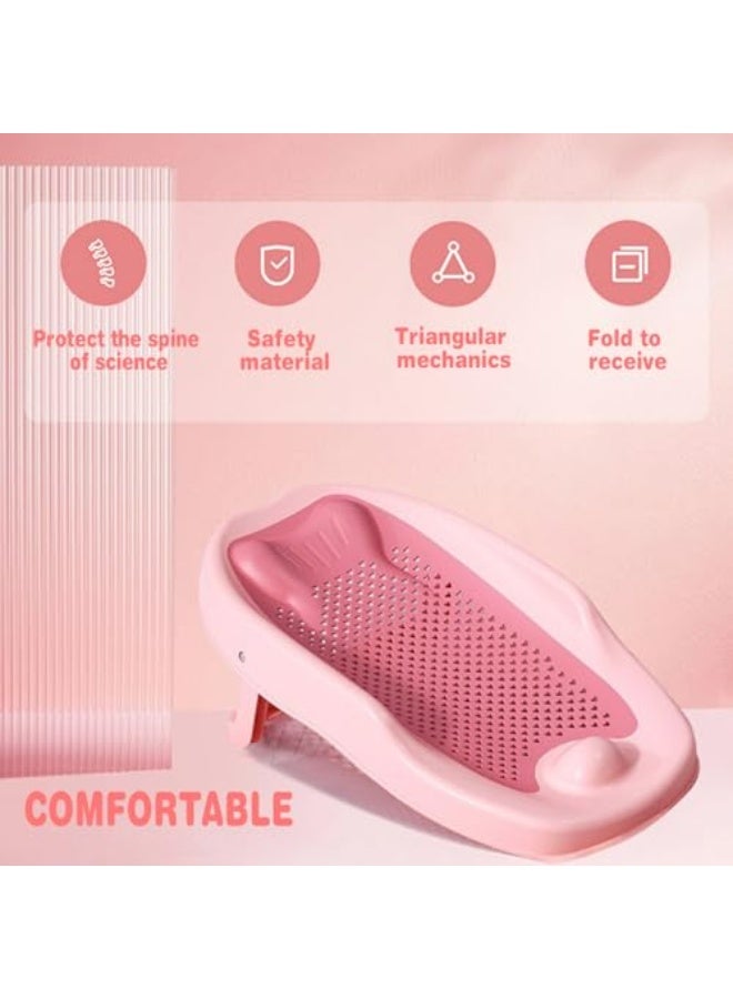 دعم استحمام الأطفال، دعم للاستحمام في حوض الاستحمام أو الحوض مقاوم للانزلاق، سجادة مقعد استحمام الأطفال، تصميم مريح للمواليد الجدد، للأطفال من 0 إلى 12 شهرًا (وردي) - Image 4