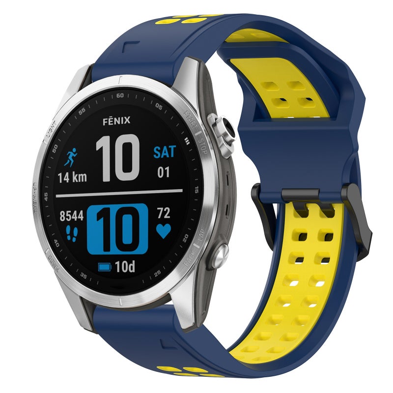 S-TOP For Garmin Fenix 7S Two Color Reverse Buckle 20mm Silicone Watch Band(Blue+Yellow) - Image 1