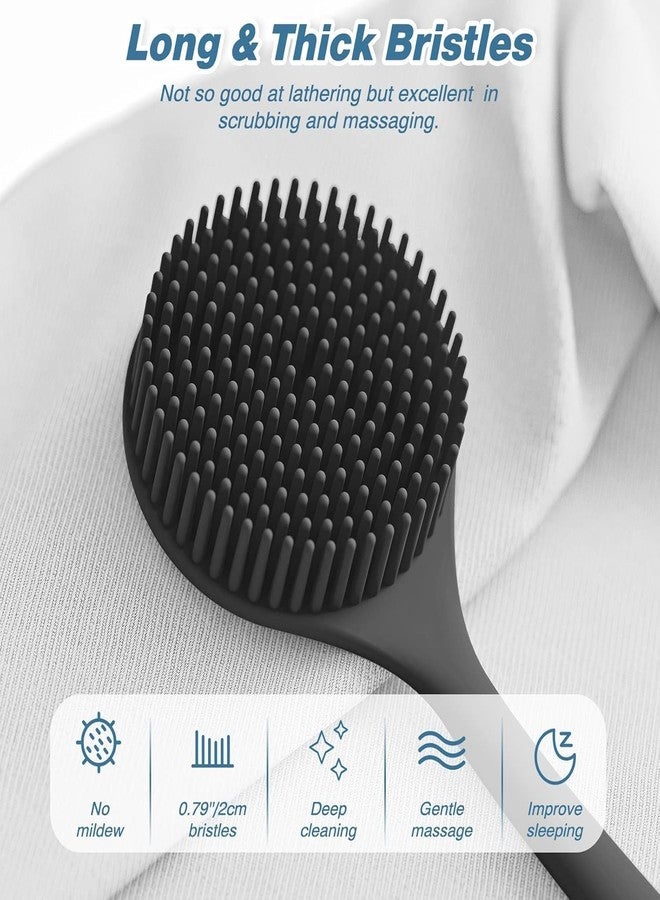 LEMOZA Soft Silicone Back Scrubber Shower Bath Body Brush with Long Handle Dirt_Removal Back Scrubber | BPA-Free | for Men and Women (Multi Color) (Pack of 1) - Image 3