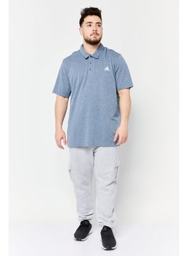 Adidas Men Sportswear Fit Short Sleeve Advantage Novelty Outdoor Polo Shirt, Heather Blue  - Image 4