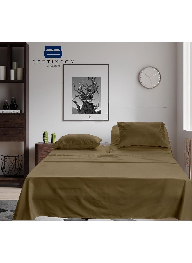 Cottingon Flex Top King Sheets for Sleep Number Bed, 100% Egyptian Cotton- 400 TC Split Top King Sheets for Sleep Number Bed (4 Pcs) Flex Head King 34" Top Split Sheets to fit Upto 16" Deep Mattress (Taupe)  - Image 4