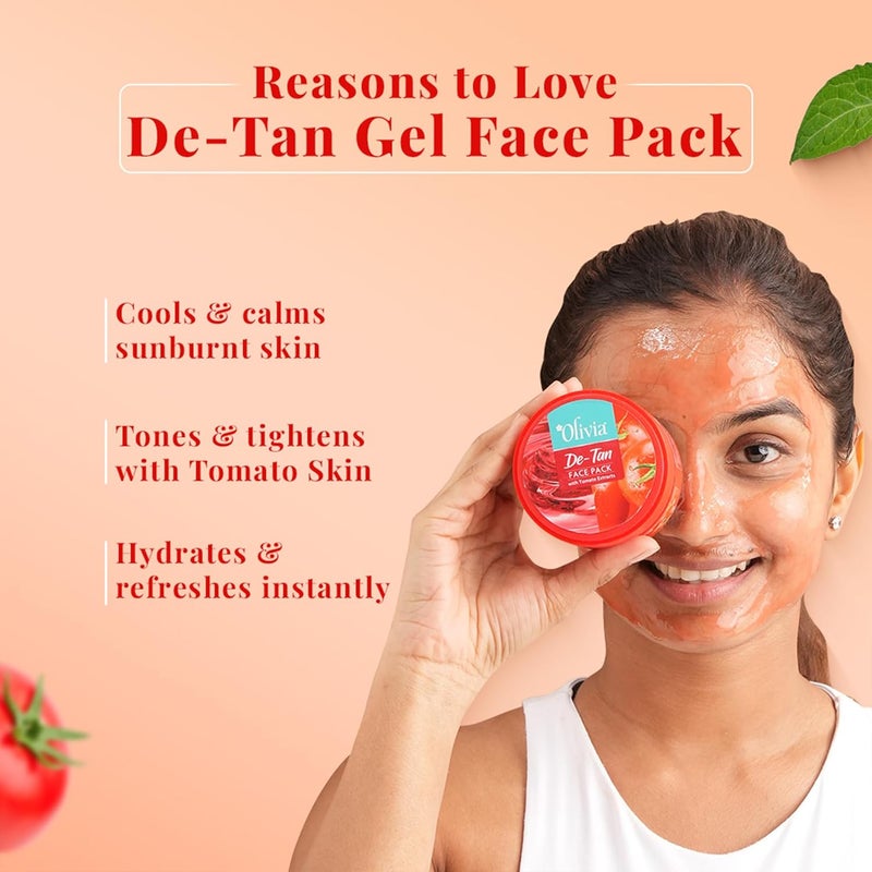 Olivia De Tan Face Pack with Tomato Extracts 50g Tan Removal Face Pack for Women Natural Suntan Remover for Glowing Skin Detan Pack for Women Mask for Radiance Brightening - Image 2