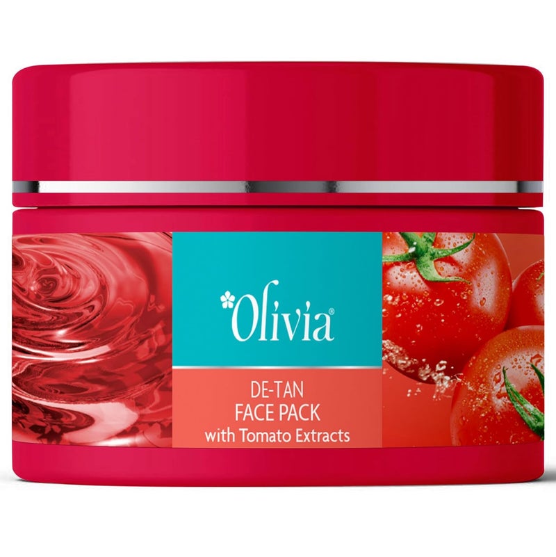 Olivia De Tan Face Pack with Tomato Extracts 50g Tan Removal Face Pack for Women Natural Suntan Remover for Glowing Skin Detan Pack for Women Mask for Radiance Brightening - Image 1