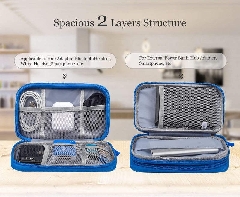 CAOODKDK Electronics Accessories Organizer Pouch, Electronic Organizer Travel Case Cable Organizer for Cable, Charger, SD Card, Business Travel Gadget Bag (Blue) - Image 3
