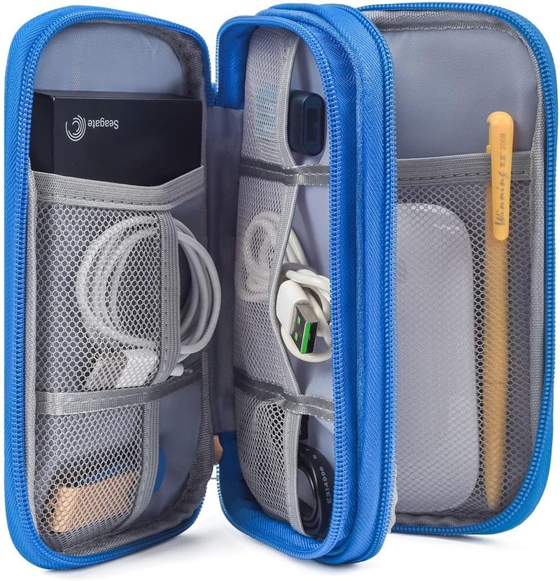 CAOODKDK Electronics Accessories Organizer Pouch, Electronic Organizer Travel Case Cable Organizer for Cable, Charger, SD Card, Business Travel Gadget Bag (Blue) - Image 4